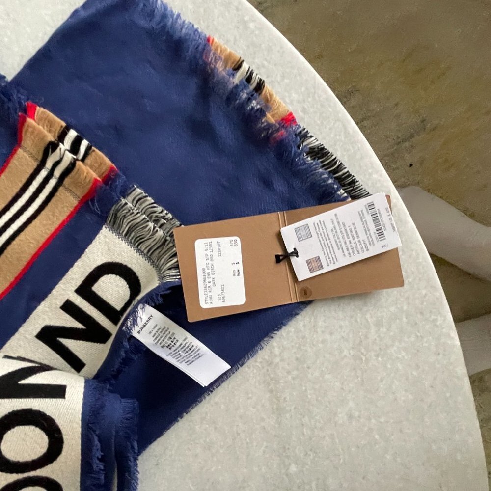 Burberry England Striped Blue Heritage  Scarf, 185cm X 100cm, XL size - Picture 11 of 16